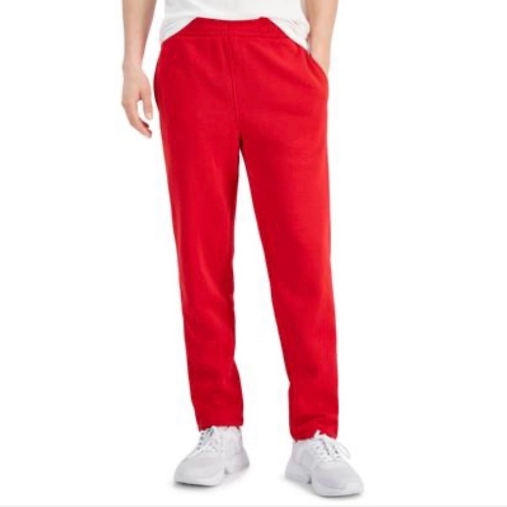 Mens Fleece Red Jogger Sweatpants